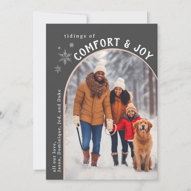 Grey Comfort and Joy Photo Card (Front)