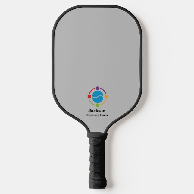 Grey Community Centre or Business Logo Pickleball Paddle (Front)