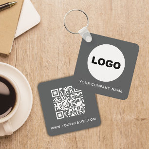 Grey Company Logo QR Code Employee Swag Key Ring