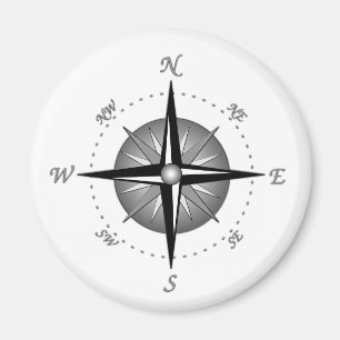 Grey Compass Rose Magnet
