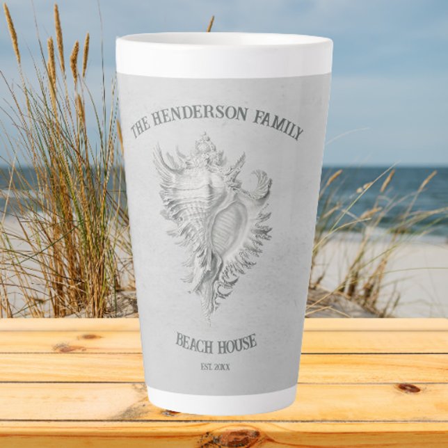 Grey Conch Shell Latte Mug (Gray Conch Shell Personalized Latte Mug)