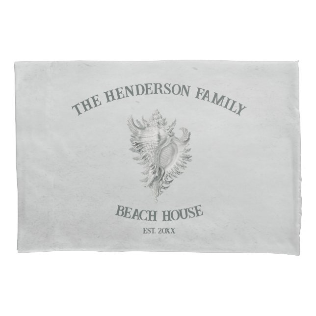 Grey Conch Shell Pillow Case (Front)