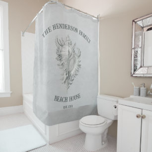 Grey Conch Shell Shower Curtain