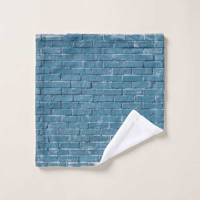 Grey concrete bricks painted in blue wash cloth (Wash Cloth)
