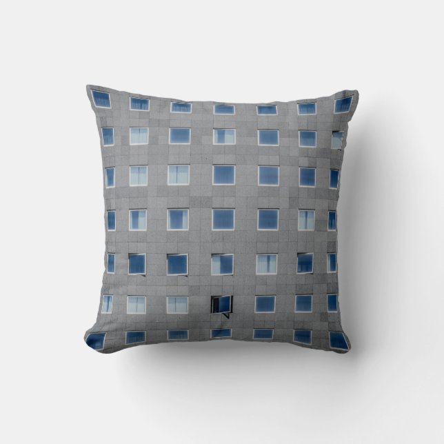 Grey concrete building photography cushion (Front)