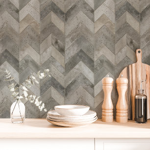 Grey Concrete Herringbone Chevron Wallpaper