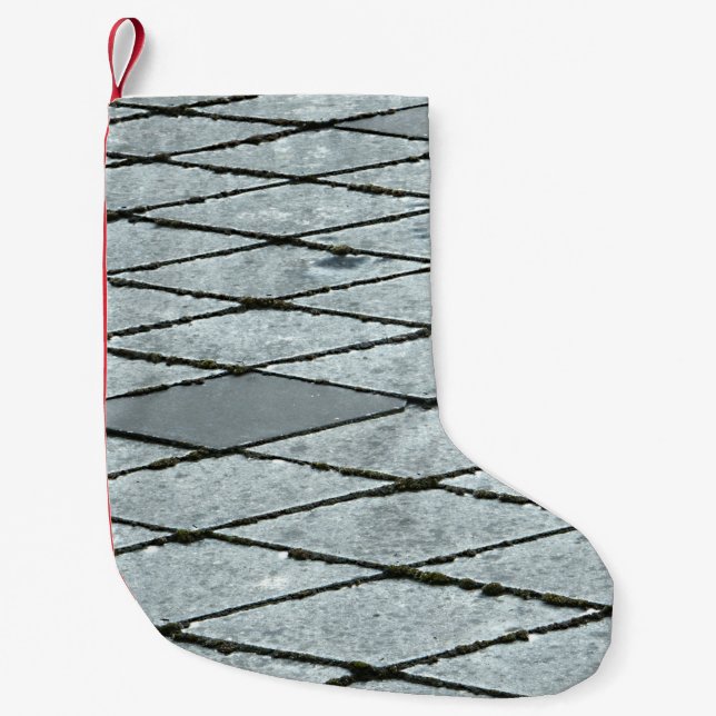 Grey concrete pavement small christmas stocking (Front)