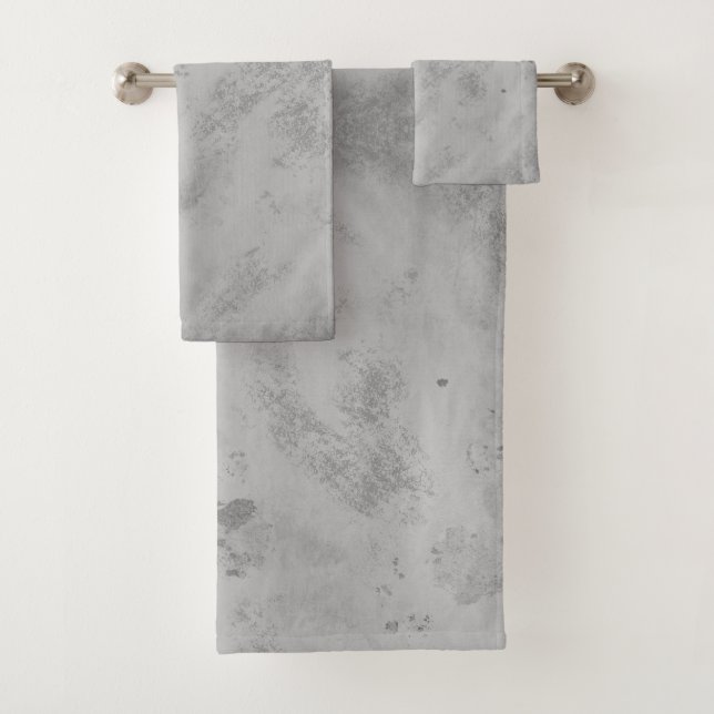 Grey Concrete Texture Background Rustic Distressed Bath Towel Set (Insitu)