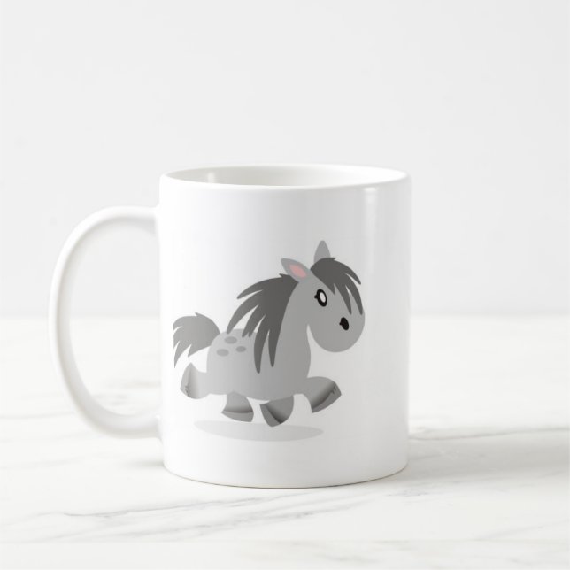 Grey Connemara Pony Cartoon Mug (Left)
