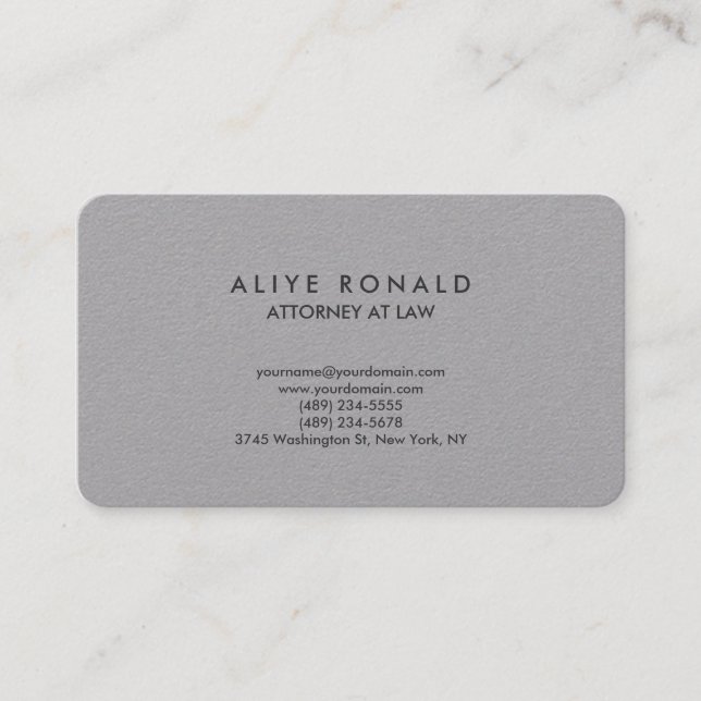 Grey Consultant Attorney Lawyer Modern Style Business Card (Front)