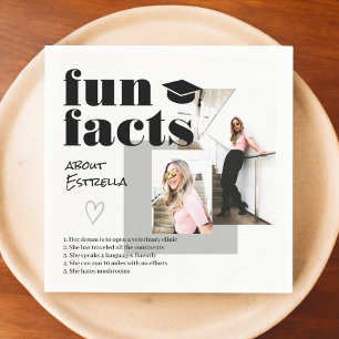 Grey cool graduate fun facts graduation 2 photos napkin