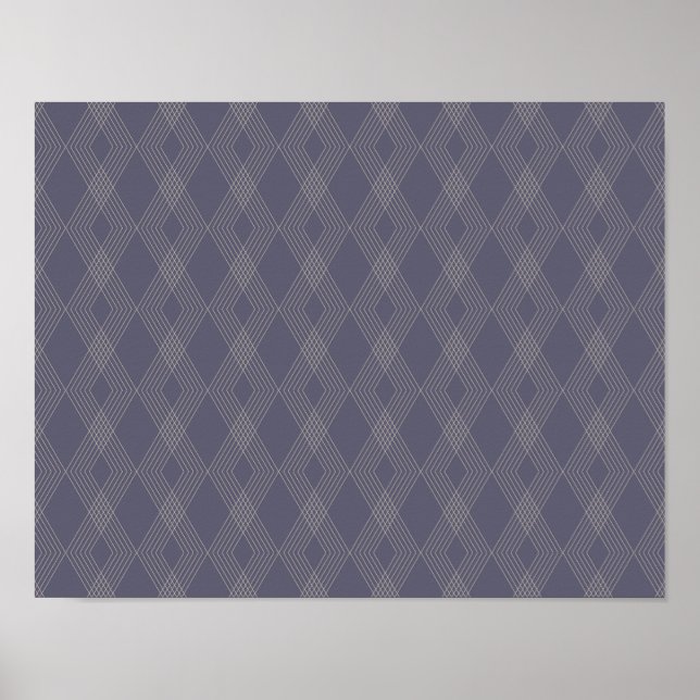 Grey, cool, trendy, simple, modern zig zag pattern poster (Front)
