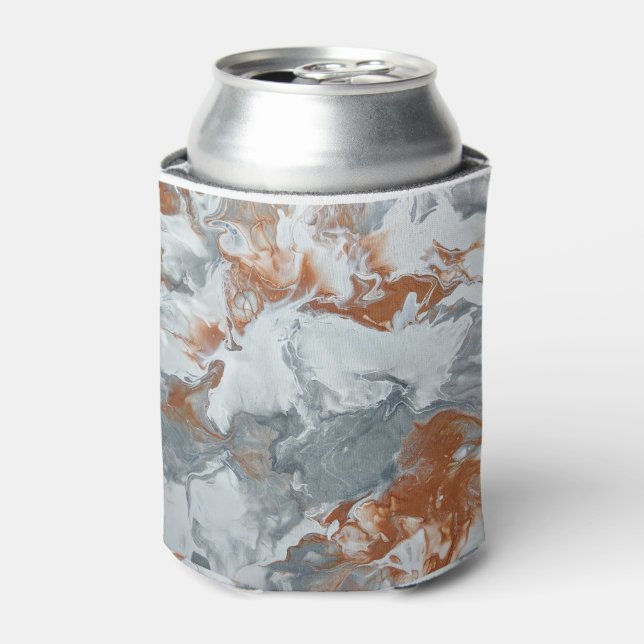 Grey Copper Acrylic Painting Abstract Background Can Cooler (Can Front)