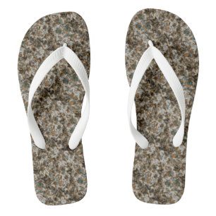 Grey, Copper and Turquoise Marble Abstract Flip Flops