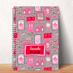Grey Coquette aesthetic girly whimsical pattern  Notebook