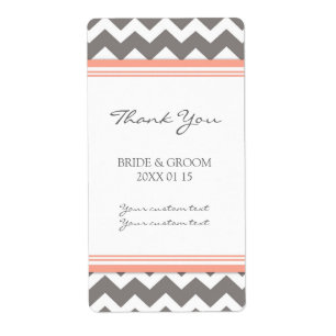 Grey Coral Chevron Wedding Labels