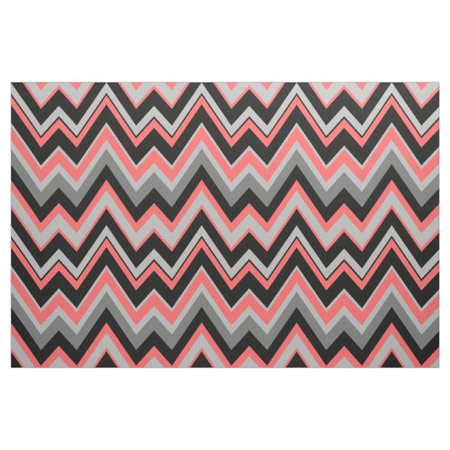 Grey & Coral Chevron Zigzag Seamless Pattern Fabric (Fat Quarter)
