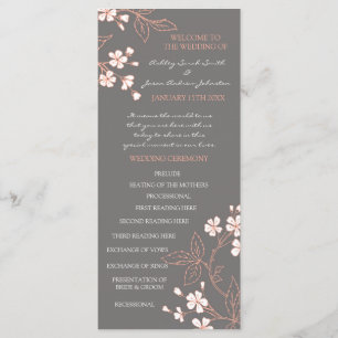Grey Coral Floral Wedding Program Programme