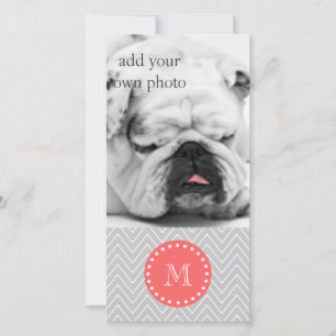Grey & Coral Modern Chevron Custom Monogram