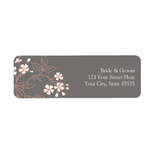 Grey Coral Wedding Custom Return Address Labels