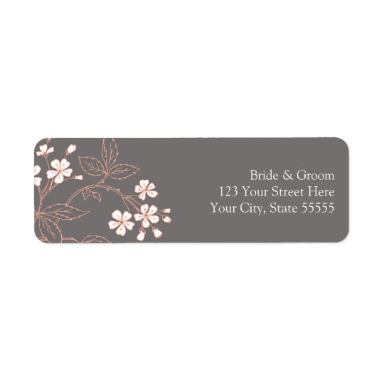 Grey Coral Wedding Custom Return Address Labels