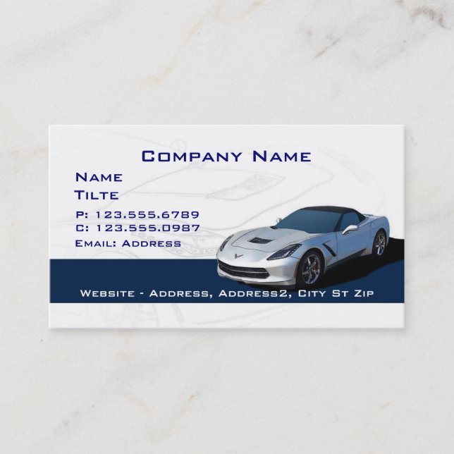 Grey Corvette Business cards (Front)