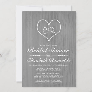 Grey Country Bridal Shower Invitations