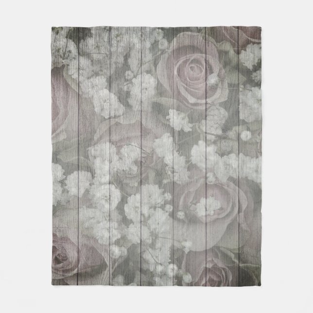 Grey Country chic design Fleece Blanket (Front)