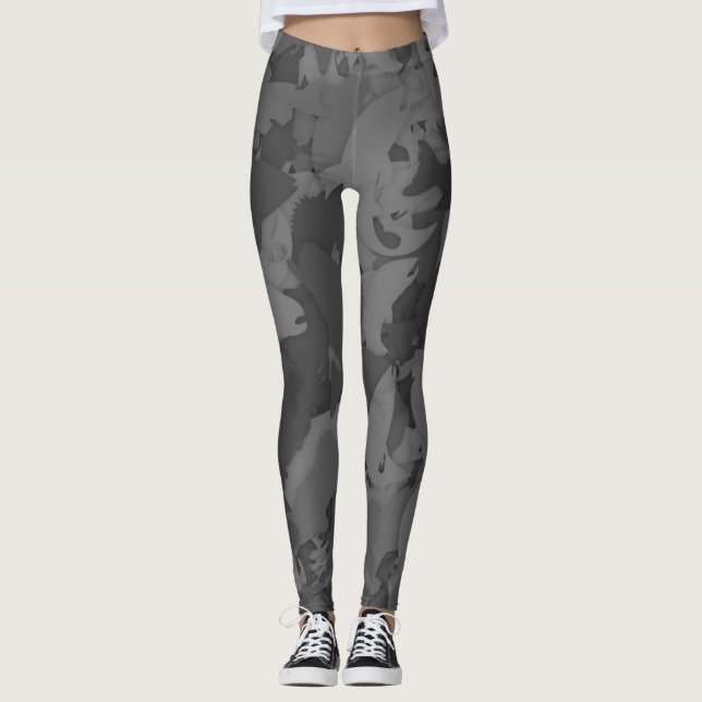Grey Country Girl Fishing Camouflage Pattern Leggings (Front)