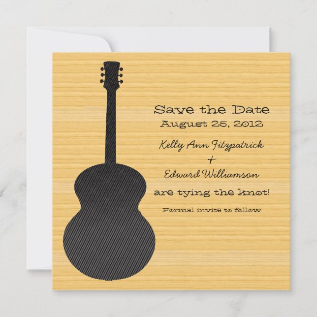 Grey Country Guitar Save the Date Invite (Front)