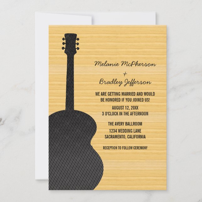 Grey Country Guitar Wedding Invitation (Front)