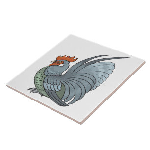 Grey Country Rooster Tile