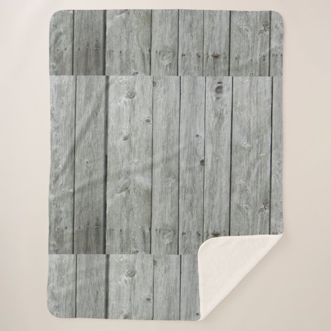 Grey Country Rustic Modern Farmhouse Sherpa Blanket (Front)