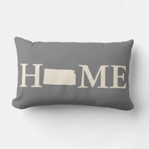 Grey & Cream Home State Kansas Diamonds Pattern Lumbar Cushion