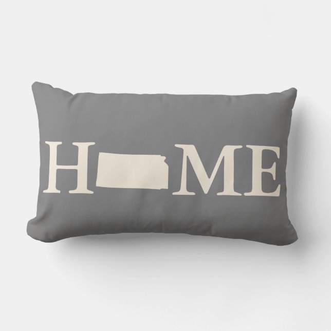 Grey & Cream Home State Kansas Diamonds Pattern Lumbar Cushion (Front)