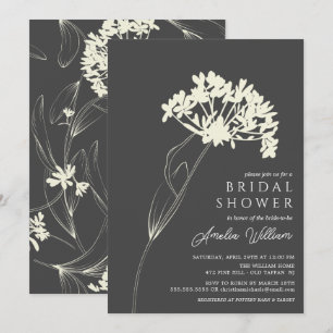 Grey & Cream Modern Floral Bridal Shower Invitation