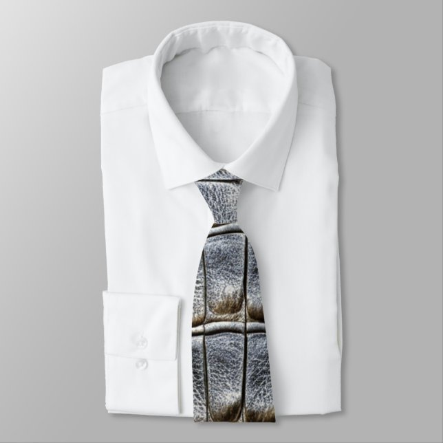 Grey Crocodile Alligator Skin Faux Leather Print Tie (Tied)