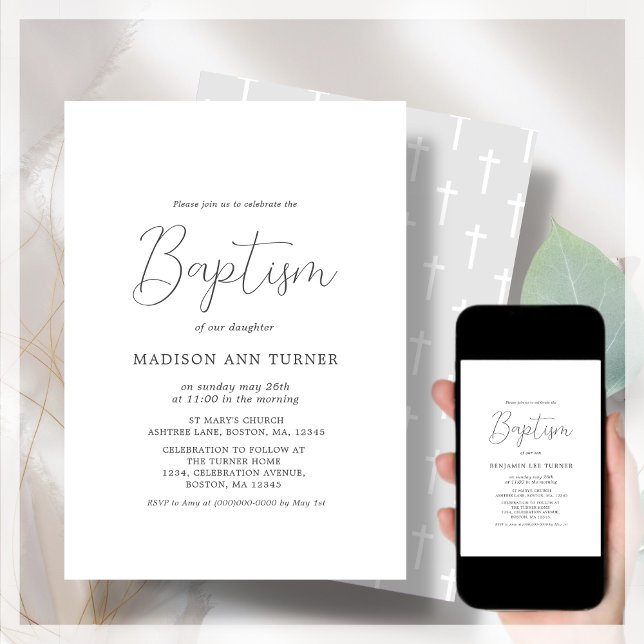 Grey Cross | Baptism  Invitation (Creator Uploaded)