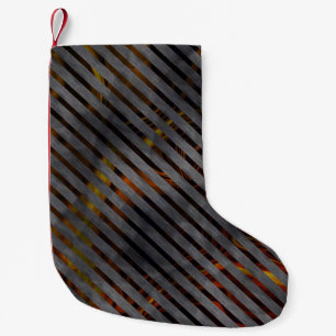 Grey cross-cut stripes or carbon ribbons? Gold red Small Christmas Stocking
