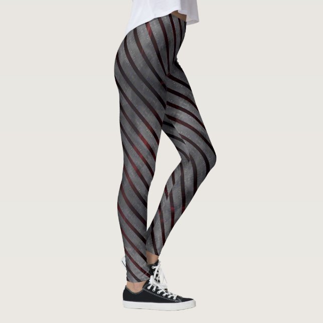 Grey cross stripes small square, reddish backgrond leggings (Right)