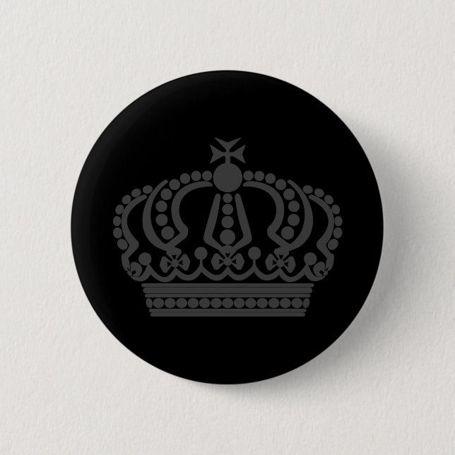 Grey crown 6 cm round badge (Front)