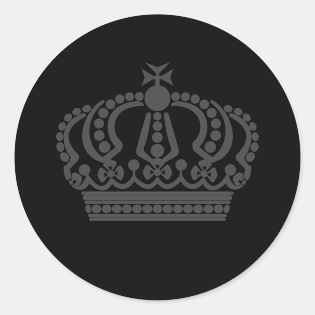 Grey crown  classic round sticker (Front)