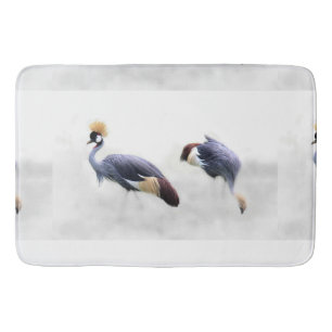 grey crowned crane bird birds animal pair couple bath mat