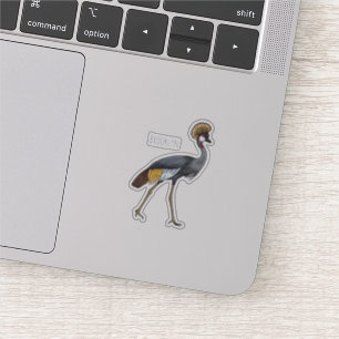 Grey crowned crane bird cartoon illustration