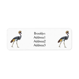 Grey crowned crane bird cartoon illustration 