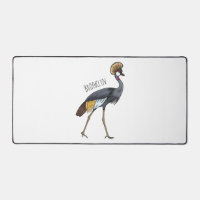Grey crowned crane bird cartoon illustration 