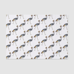 Grey crowned crane bird cartoon illustration  tissue paper