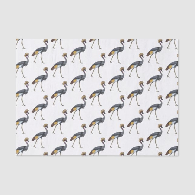 Grey crowned crane bird cartoon illustration  tissue paper (Front)