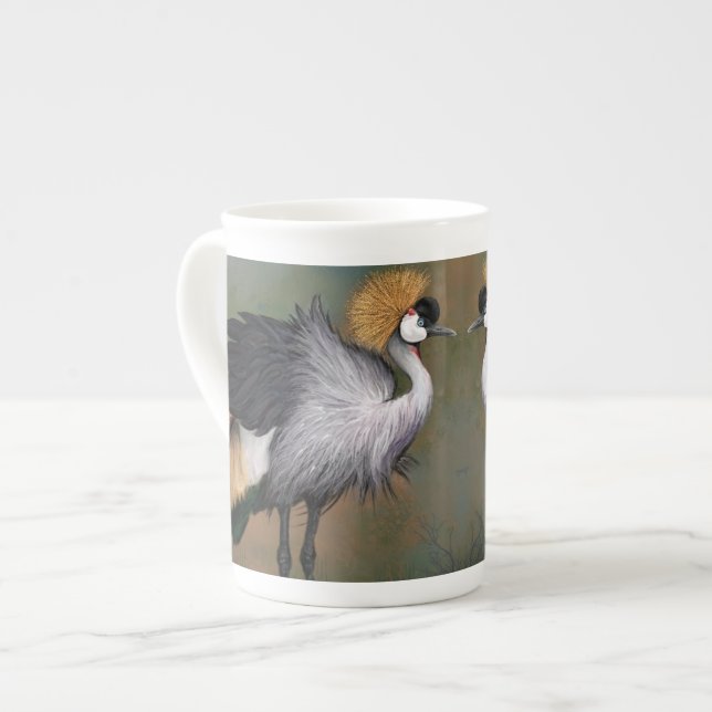 Grey Crowned Crane Bird Mug (Front Left)