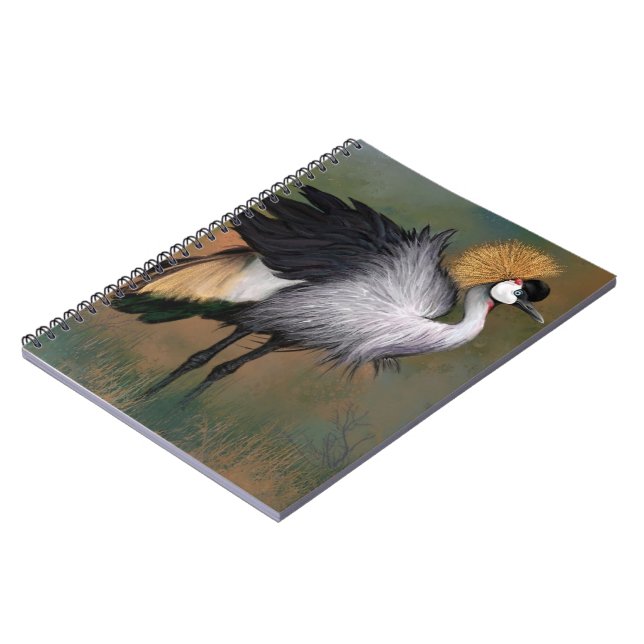 Grey Crowned Crane Bird Notebook (Left Side)